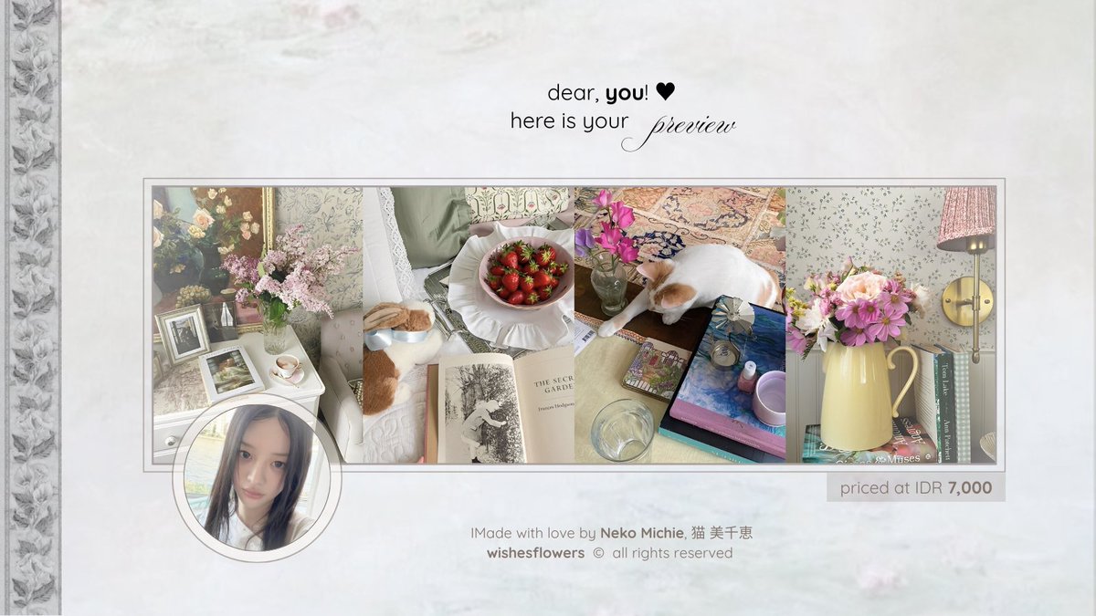 wishesflowers's tweet image. Any repost would be very cherished! ✿

Hi-o, hello.. My dearests and darlings! I have (4) ready to-use layout from Minju ILLIT; each priced at IDR 7,000 and already available in both JPG &amp;amp; PNG for avatars. Knock my direct message if you are interested!  #zonauang  #zonajajan  💌
