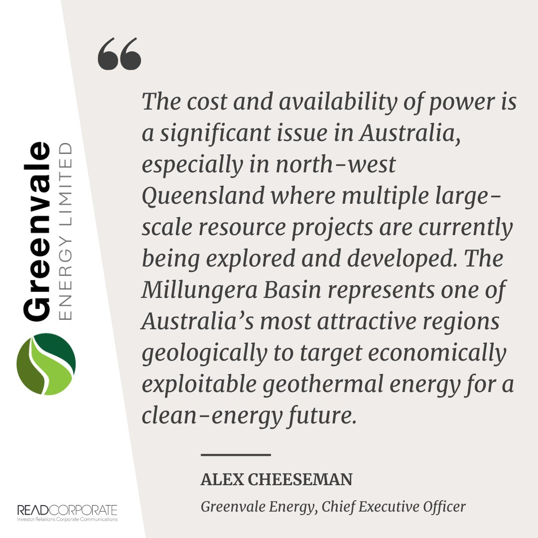 ReadCorporate's tweet image. .@GreenvaleGrv secures a key farm-in and joint venture agreement with Sunrise Energy to unlock the value of its geothermal assets in Queensland&apos;s Millungera Basin. 

ow.ly/pyB050XxT1E

$GRV $SRL #geothermal #ASX #power #Queensland #ausbiz