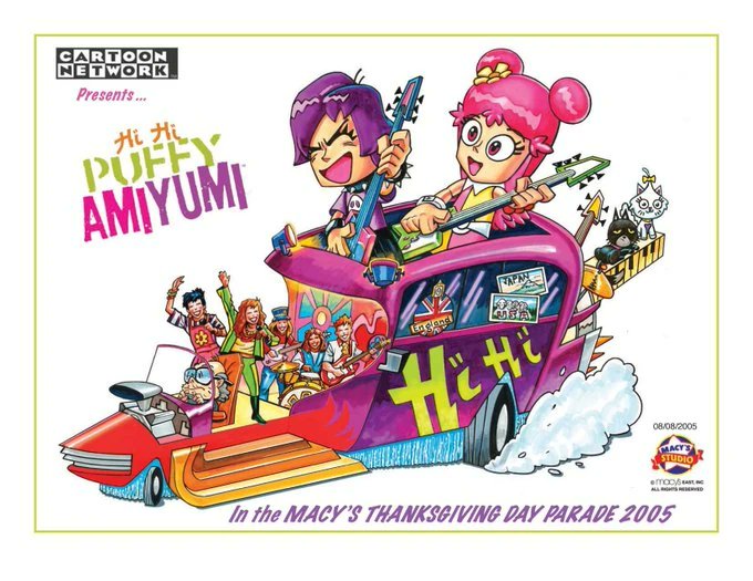 Skunky271's tweet image. Happy Thanksgiving!!!  Here is a blast from the past in 2005 HHPAY had their own float in the Macy&apos;s Thanksgiving Day Parade with the real life Puffy Ami Yumi preforming on it!!

This was one of my all time favorite floats from CN along with the Foster&apos;s one that rickrolled us 😂