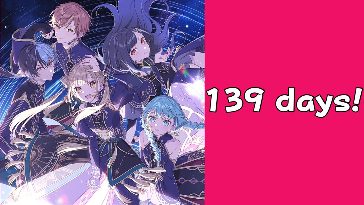 countdown_prsk's tweet image. 111 days until Nightcord at 25:00’s twelfth single!
125 days until MORE MORE JUMP’s twelfth single!
139 days until Vivid BAD SQUAD’s twelfth single!
153 days until Wonderlands×Showtime&apos;s twelfth single!