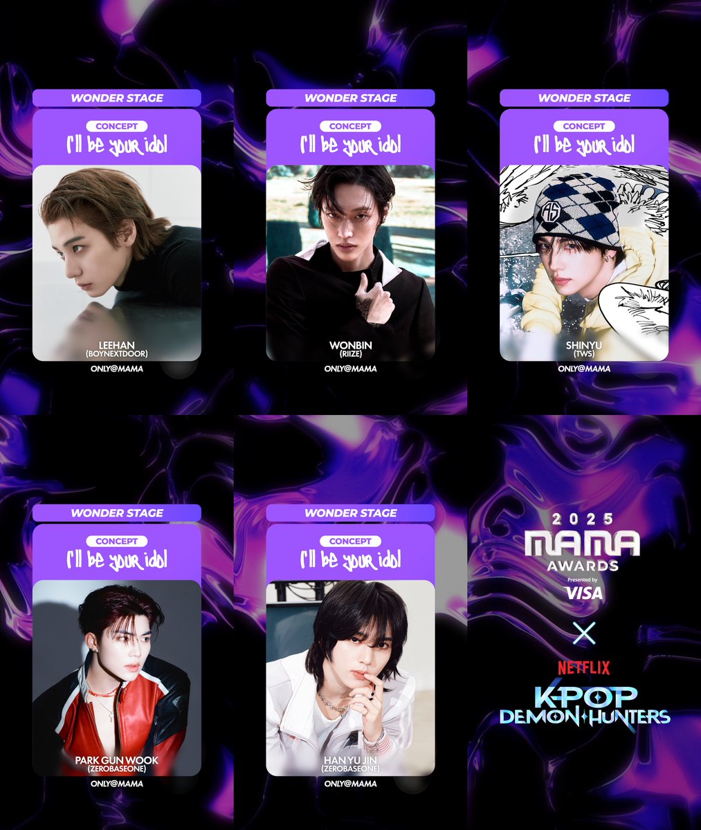 TheePopCore's tweet image. 2025 MAMA Awards x K-pop Demon Hunters special stage:

• Gonna Be Golden: BABYMONSTER’s Pharita, Ahyeon, and Rora.

• I’ll Be Your Idol: BOYNEXTDOOR’s Leehan, RIIZE’s Wonbin, TWS’ Shinyu, and ZEROBASEONE’s Park Gunwook and Han Yujin.