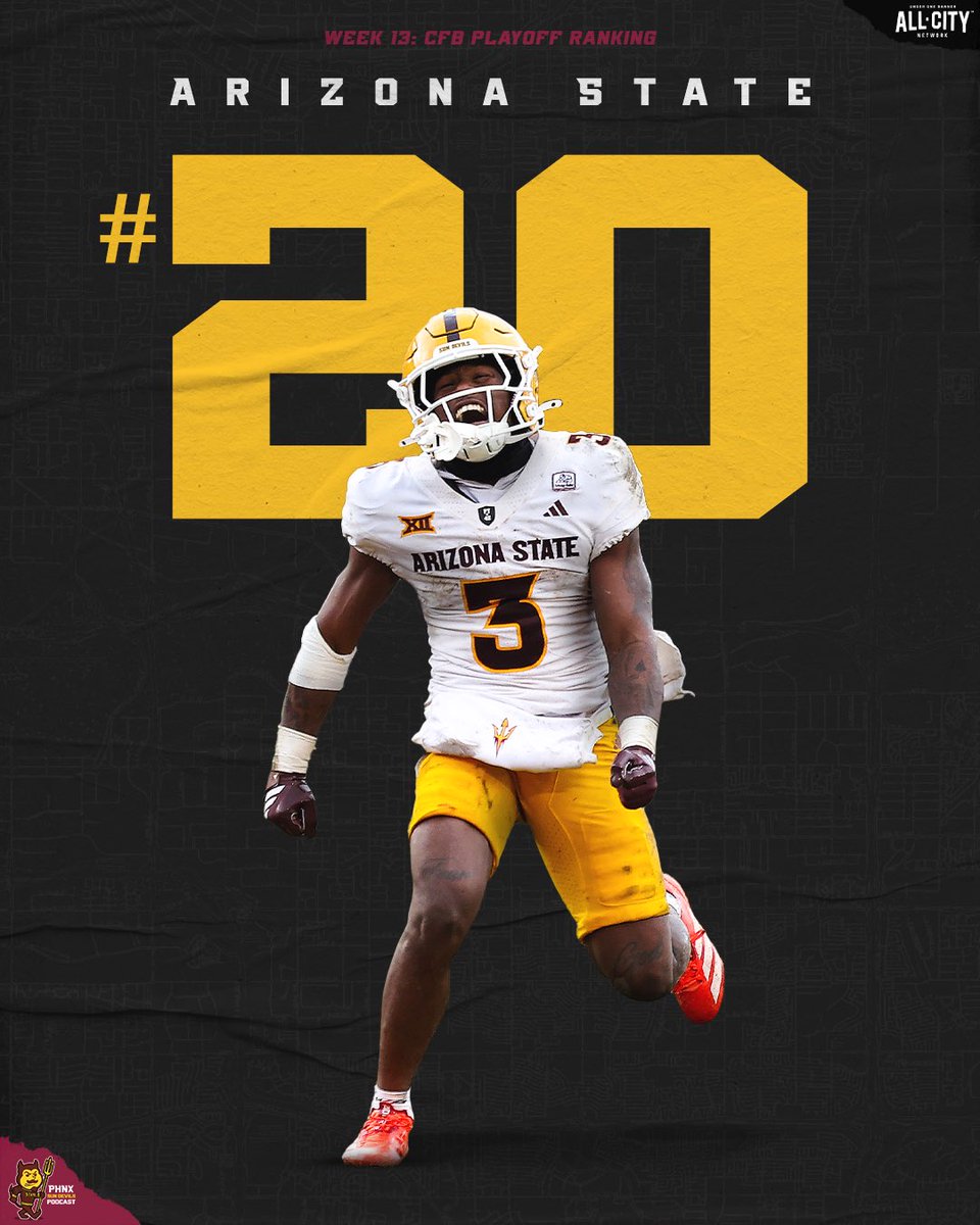 Arizona State is ranked No. 20 in the College Football Playoff rankings 🔱