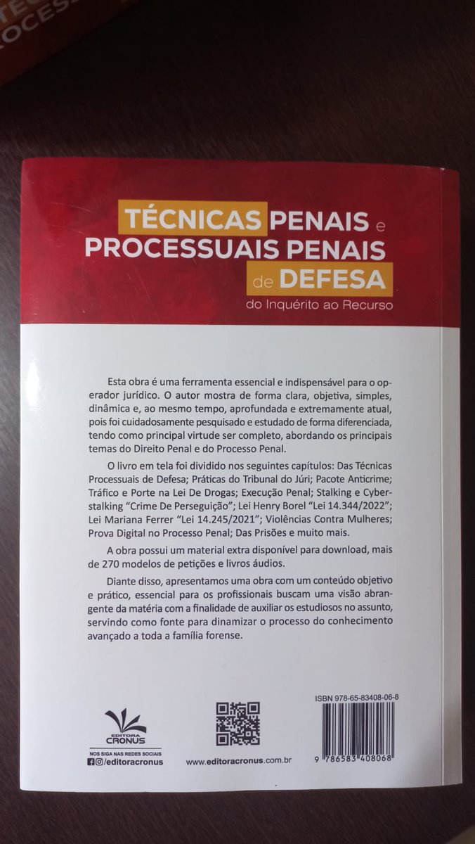LIVDEDIREITO's tweet image. Técnicas Penais e Processuais Penais de Defesa 3ª edição
livrariadedireito.com.br/loja/produto.p…

#direitopenal #processopenal #penal #direitoprocessualpenal #advocaciacriminal #tribunaldojúri #leidedrogas #execuçãopenal  #provadigital #cyberstalking #leimariadapenha #advocacia #direito