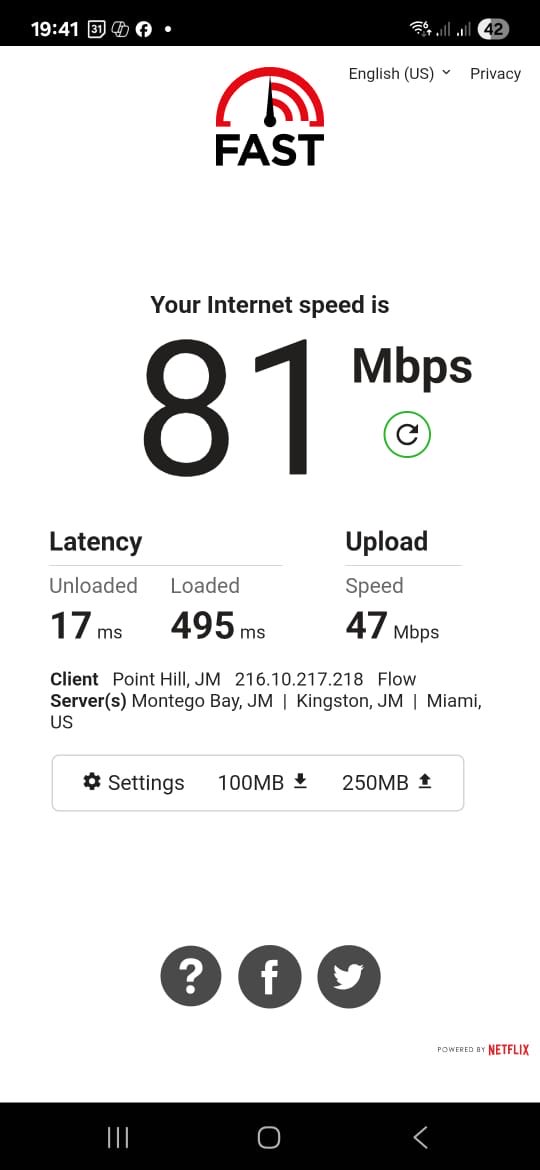 ⁦<a href="/FLOWJamaica/">FLOW Jamaica</a>⁩ I am paying for 500 down and 100 up….unacceptable!
