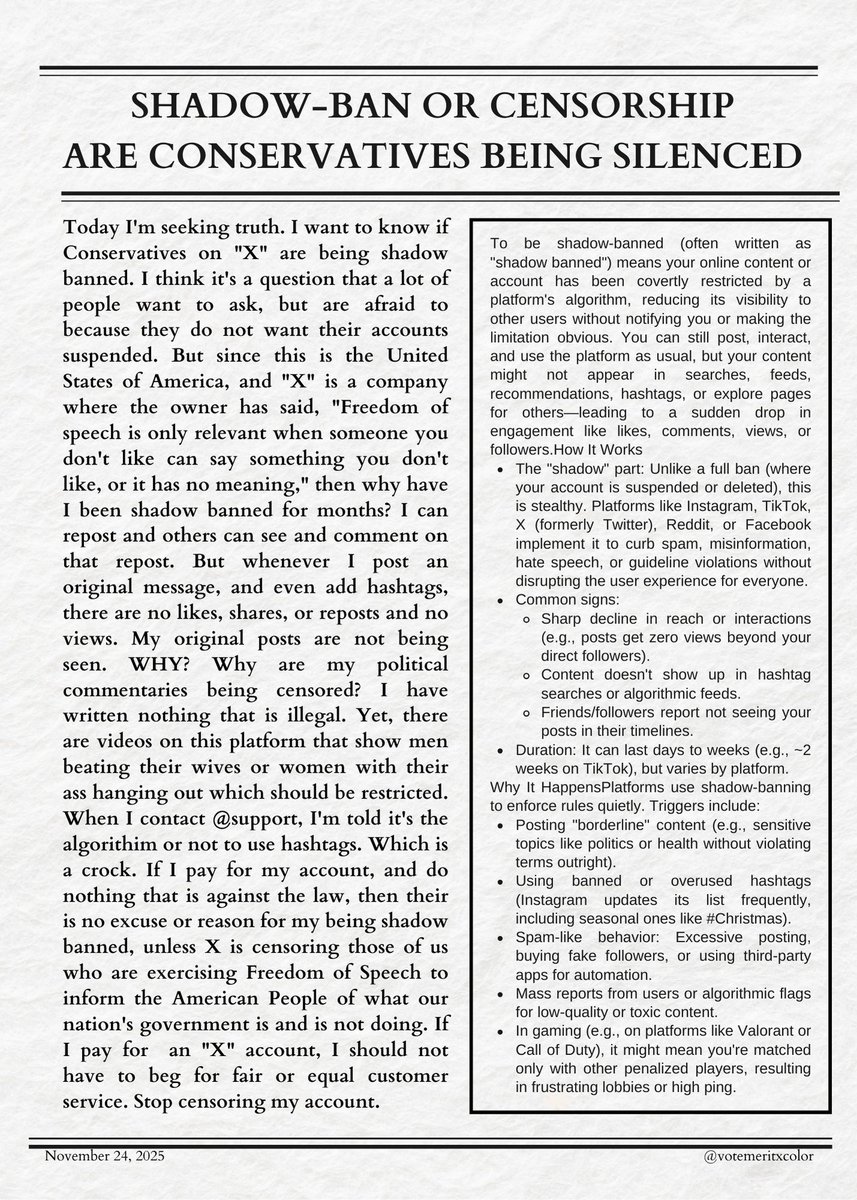 VoteMeritXColor's tweet image. @elonmusk &amp;gt;&amp;gt; Why are my posts being censored? Do you even know what @support is doing? #MAGA #Republicans @GOP #censor