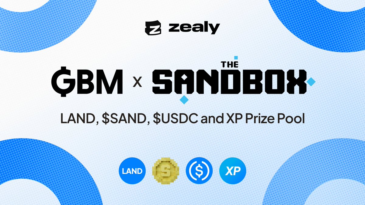 TheSandboxGame's tweet image. We’re partnering with @GBMauction to launch a set of community quests open to anyone who holds $SAND

Complete 5 of 6 quests and you’ll be entered into a raffle where you could win:

• 5 LANDs
• 5 prizes of 100 dollars in $SAND
• 5 prizes of 100 dollars in USDC
• 100 prizes…