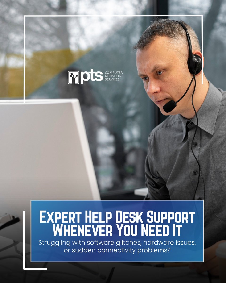 PTScomputer's tweet image. Struggling with software glitches, hardware issues, or sudden connectivity problems? Our remote Help Desk Support team is here to fix it fast!
.
#itservices #techsupport #helpdesk #managedit #businesssupport #itsolutions