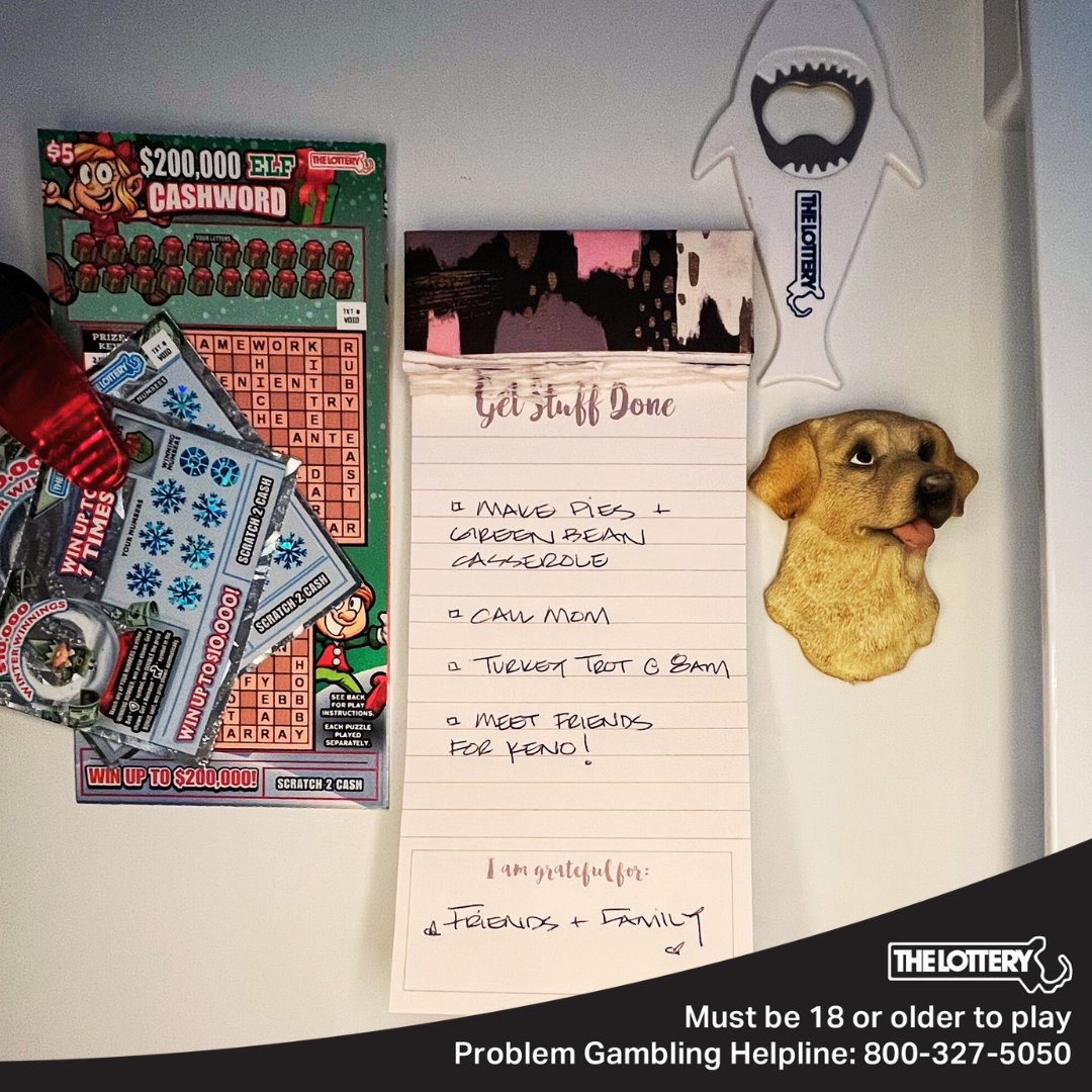 MAStateLottery's tweet image. 🦃 What's still on your Thanksgiving to do list... before the fun begins?!

#MassLottery
#Lottery
#ToDoList
#Thanksgiving
#Friends #Family
#Keno