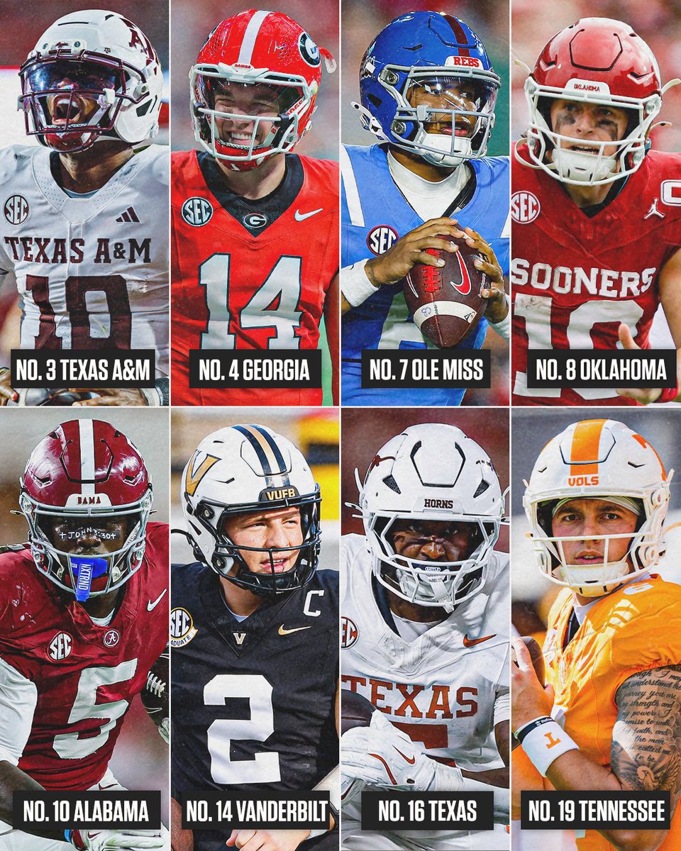 SECNetwork's tweet photo. The SEC has the most teams ranked in this week's CFP rankings 👏 https://t.co/wDEk8OvQDs