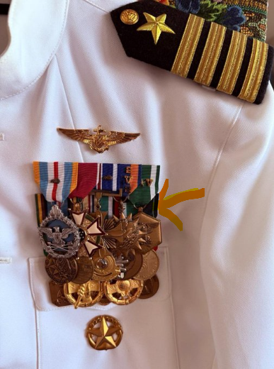 InshoreBoatGuy's tweet photo. @LexiLewley @PeteHegseth Yes. All fuked up. The top row looks appropriate, although is is scewed down and left.Most everyone would fail personnel inspection bc of this. Then the second row looks like it should be the last row.  This medal is an Expert Pisol Medal and is the lowes in term of  Precedence. https://t.co/Kofrg8oMxK