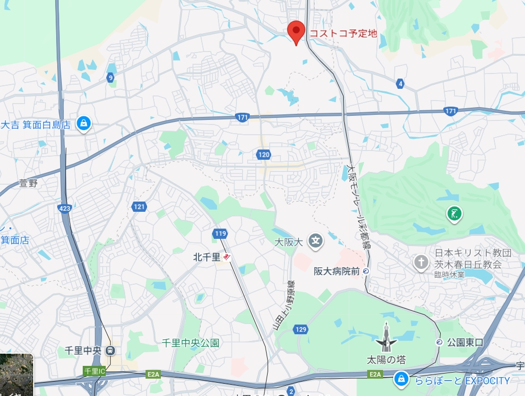 箕面のコストコ　どのへんかなー　って探したら
すでにgoogle mapにピンが打たれていた。
#もーにー #まちゃお765
