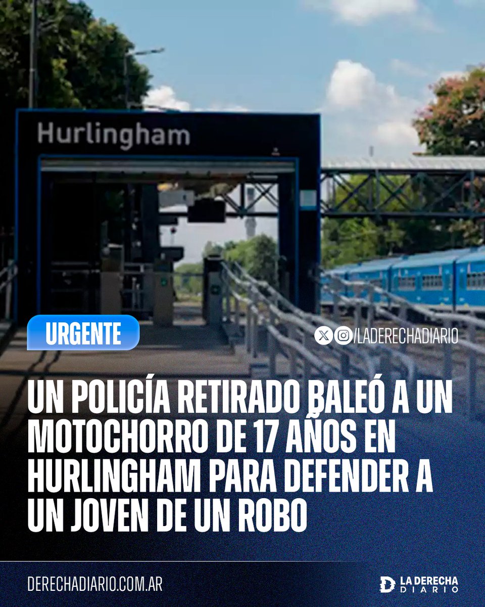 laderechadiario's tweet photo. 🚨🇦🇷 | BUENAS NOTICIAS: Un policía retirado baleó y dejó en estado de gravedad a un motochorro de 17 años en Hurlingham para defender a un joven de un robo, aunque lamentablemente el delincuente todavía sobrevive en terapia intensiva. https://t.co/kjBvcNJE5A