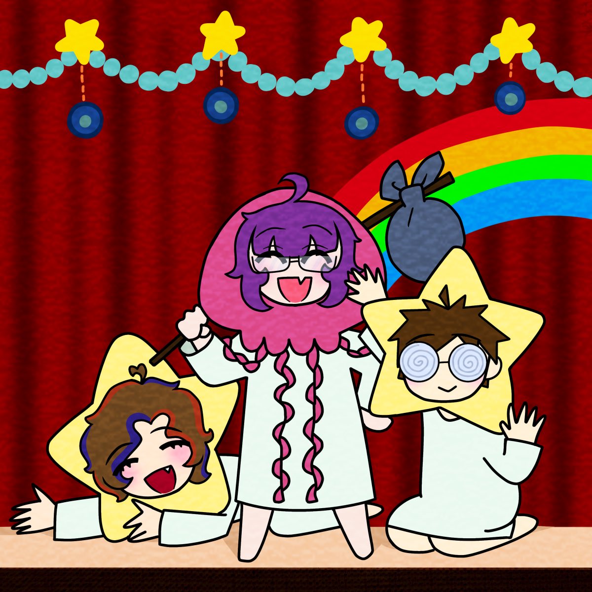 NexxusEvent's tweet image. Drew me my best friend @WelcomeMatt37 and my partner @spookishadow over Bon Bon Jellyfish planet because I saw other friendgroups do it :3 
love these losers 2 death