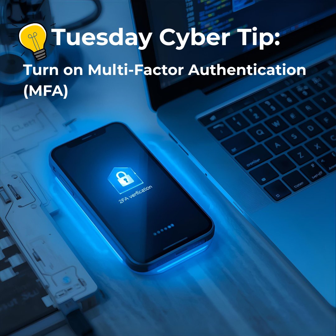 JCCHelp's tweet image. Tuesday Cyber Tip: Turn on Multi-Factor Authentication (MFA)

Take action with Jackson—your cybersecurity satisfaction

#CyberSecurity #CyberTips #MFASecurity #MultiFactorAuthentication 
#PasswordSecurity #StaySecure #SmallBusinessSecurity #TechTipsTuesday #TuesdayCyberTip