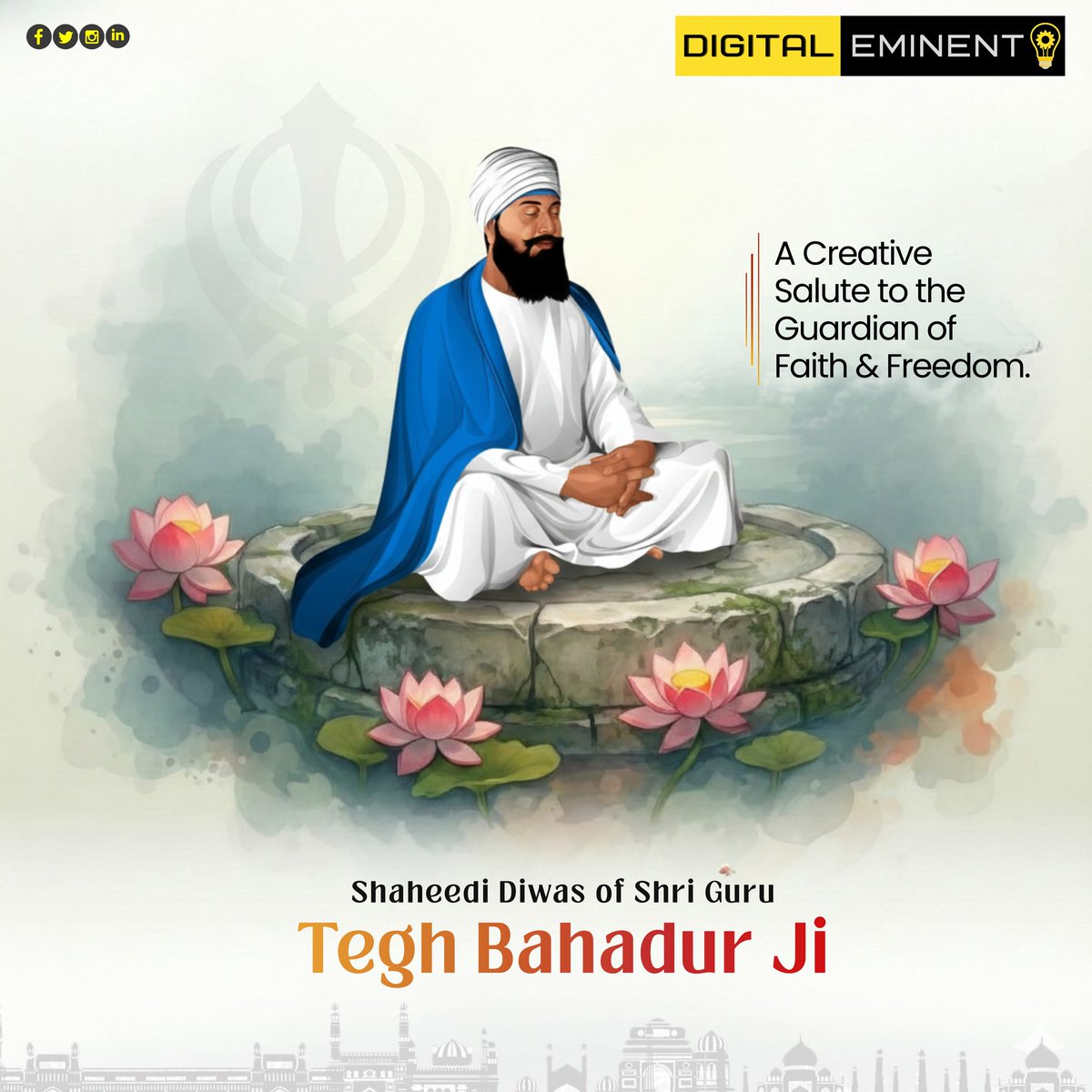 DigitalEminent's tweet photo. May the supreme sacrifice of Guru Tegh Bahadur Ji inspire us to create with truth, courage,&amp; unwavering purpose.
Digital Eminent LLP humbly honors His timeless valor &amp;  spiritual legacy.🙏✨
@AllAboutSikhism  @SikhForTruth @SinghLions  @harnaamkaur @_JasvirSingh @SuppressedSikh https://t.co/GUw97iSdTZ