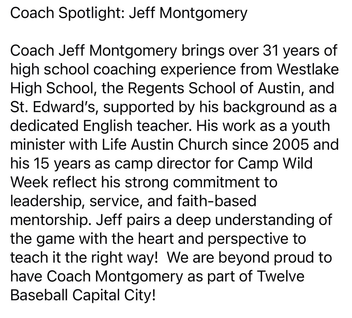 GPSTEXASBASEBA1's tweet image. 💥Coach Spotlight!💥
@Jmontyx brings 31 years of High school baseball coaching experience. When not on the field, he’s a youth pastor. “Monty” has hosted the Christian camp Wild week for 15 yrs. Seeing thousands come to Christ. We love &amp;amp; appreciate you brother! @TwelveBaseball