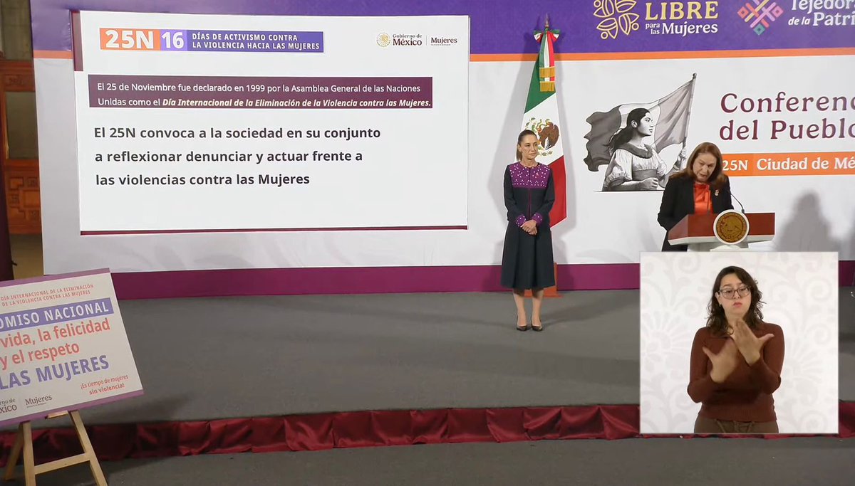 📅 Hoy, 25 de noviembre, Día Internacional de la Eliminación de la Violencia contra las Mujeres, nuestra Representante en México, Moni Pizani Orsini, participó en la Conferencia Mañanera del Pueblo, encabezada por la 🇲🇽Presidenta de México, Claudia Sheinbaum Pardo