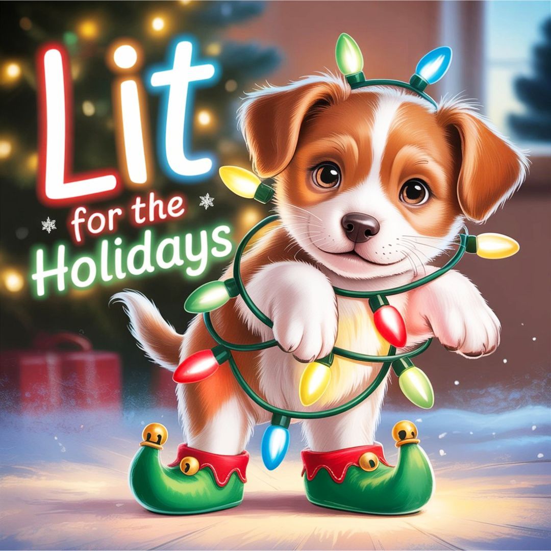 AbsoluteXmas's tweet image. This pup is officially lit for the holidays. 🐶✨ #SantaPaws #HolidayHumor #FestiveVibes