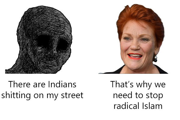 auseconomicunit's tweet image. Not surprised to see @PaulineHansonOz wiping her arse on Australia with a burqa while wearing a kippah for the @AustralianJA