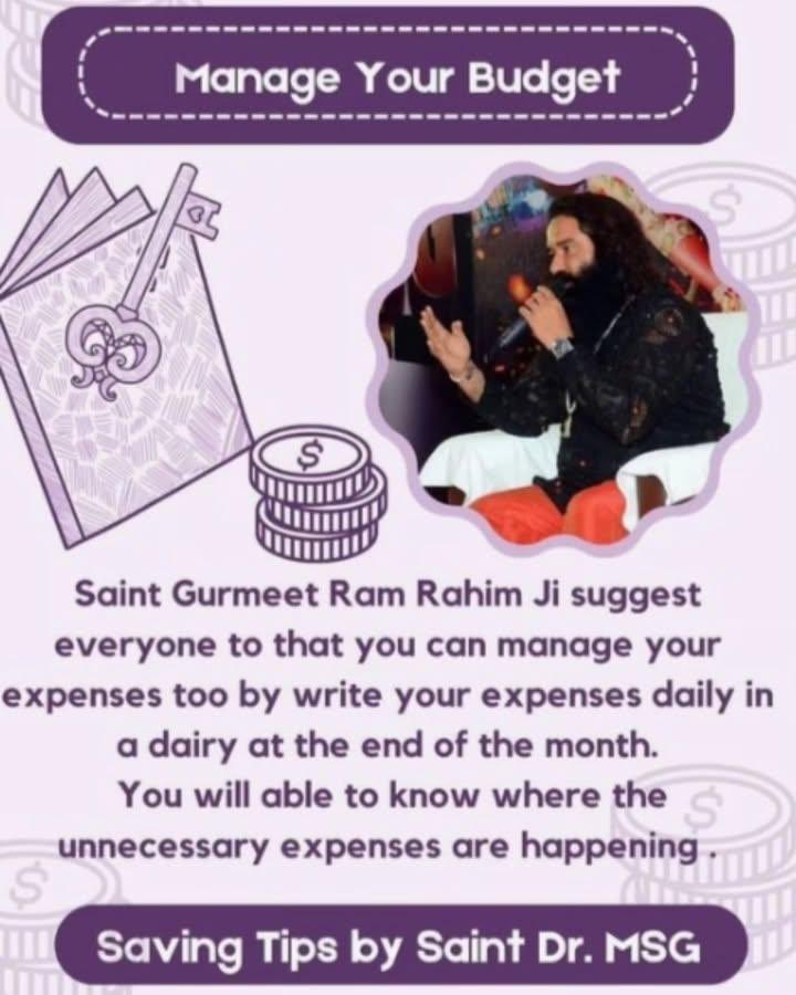 MadanLa39785275's tweet photo. #SpendWisely ✅
#ManageBudget
खर्चों पर ध्यान देना,पारिवारिक धन प्रबंधन के लिए सबसे कारगर उपाय है Saint Gurmeet Ram Rahim Ji समझाते हैं कि अपने दैनिक खर्चों को नियमित रूप से एक डायरी में लिखें और महीने के अंत में अपने रिकार्ड देखें कि कहां आपने फिजूल खर्च किया है #SavingTips https://t.co/DwnJv1AaWz