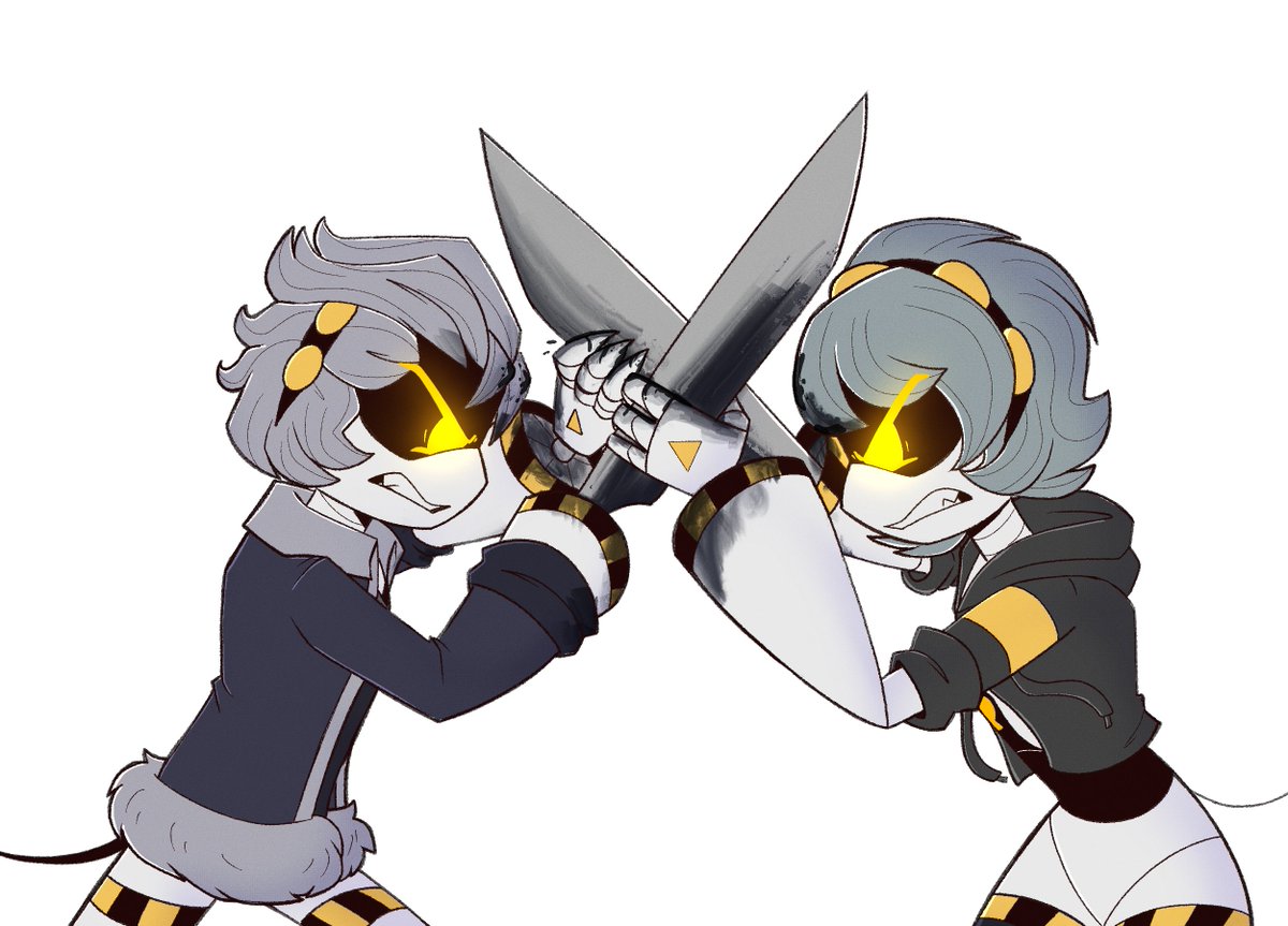 SniperWaffle115's tweet image. Art of T and B having a bit of a clash. Guess they don&apos;t seem to agree with each other.

Art by @here_comesataco!

#MurderDrones #MurderDronesOCs #MurderDronesOC #MDTWT