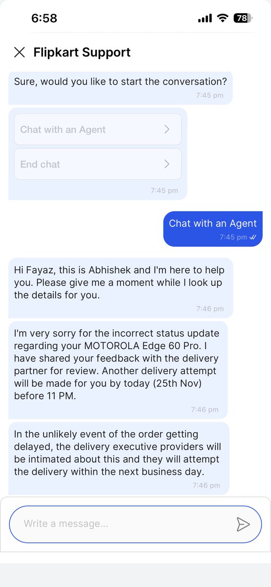 furious459's tweet photo. @flipkartsupport @Flipkart really waste i trusted you bought mobile which is a bday gift &amp; ur delivery partner didnt even attempt to deliver nor answer my calls &amp; just updated attempted to deliver but not delivered &amp; now the date changed from 25-27 is this how you do business ? https://t.co/pcFAn6MIXt