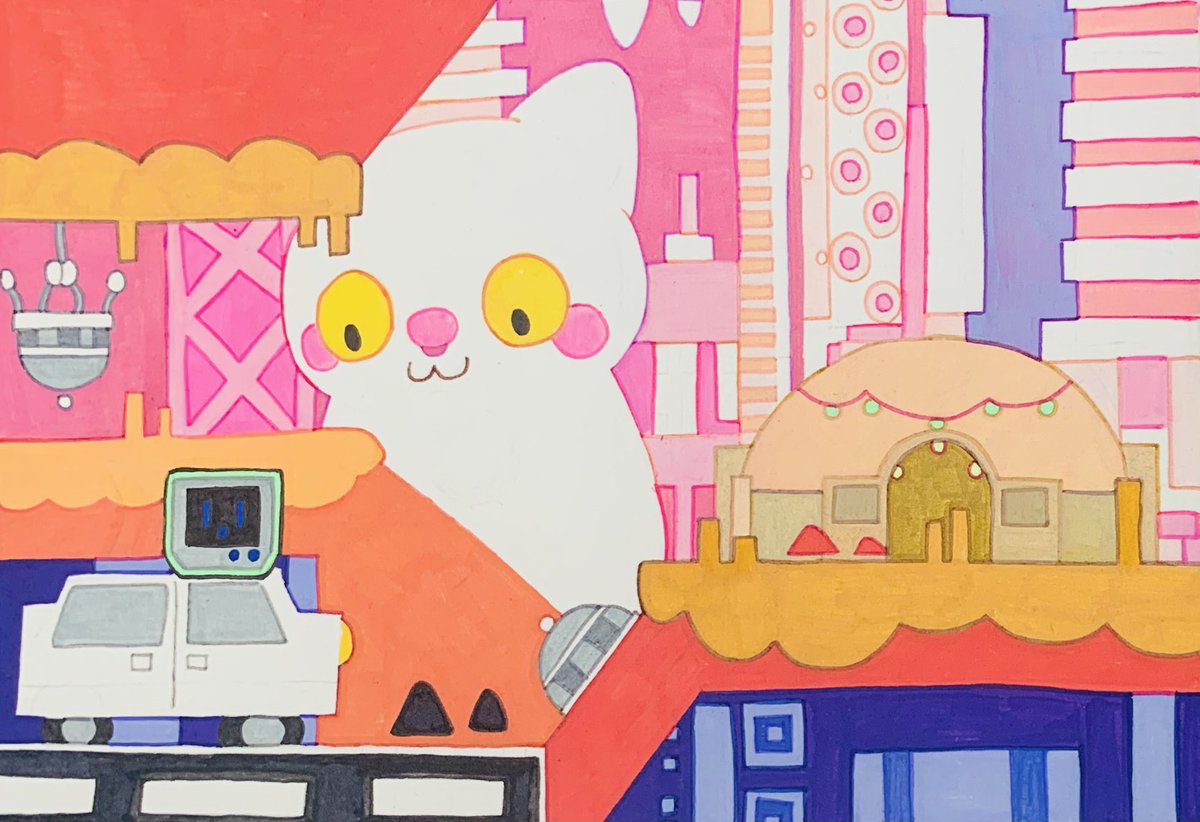 elecore1010's tweet image. New level decoration design, this time it&apos;s space and cats.
#GeometryDash