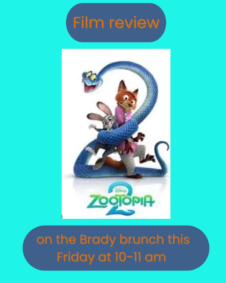 phoenixradio's tweet image. The last film review for the Brady brunch this Friday from 10am with the amazing Sarah Ward who loves movies and this week she will be discussing Zootopia 2 
#bradybrunch #fridayvibes #filmreview