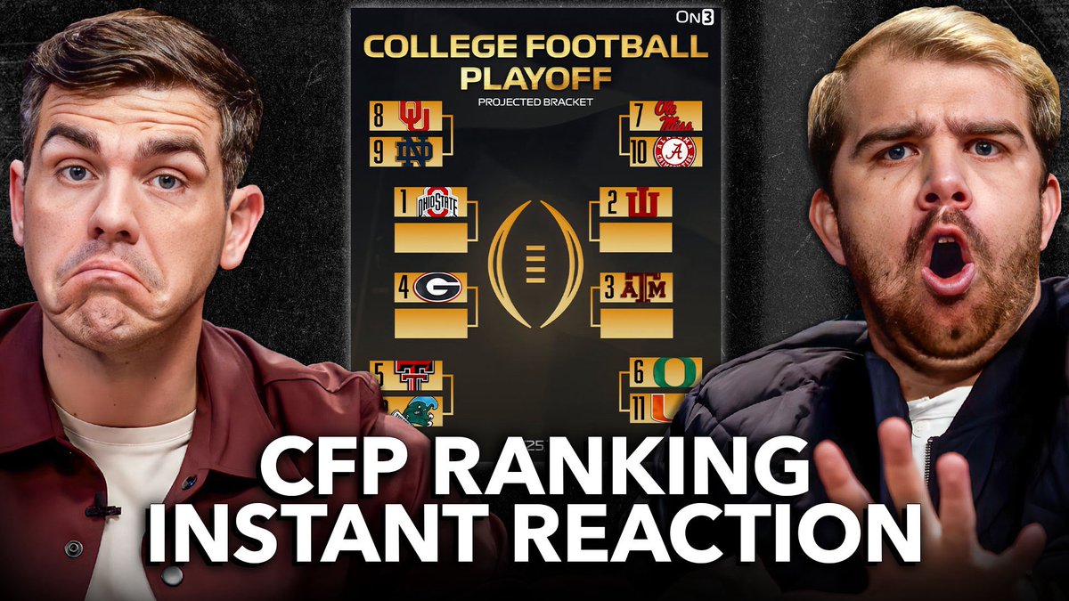 JakeCrain_'s tweet image. 🏆 CFB PLAYOFF REVEAL REACTION!!

🐘 DOES BAMA HAVE TO WIN SECCG?

🦆 OREGONS JUMPS OLE MISS 

⬆️ THESE TEAMS ARE LOCKED IN

🫧 BUBBLE TEAM BREAKDOWN

LINK: youtu.be/2tAqfWBd2hc?si…