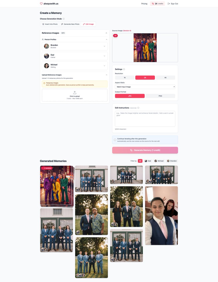 Iterative image editing  is now live on alwayswith.us  
TRY IT FOR FREE