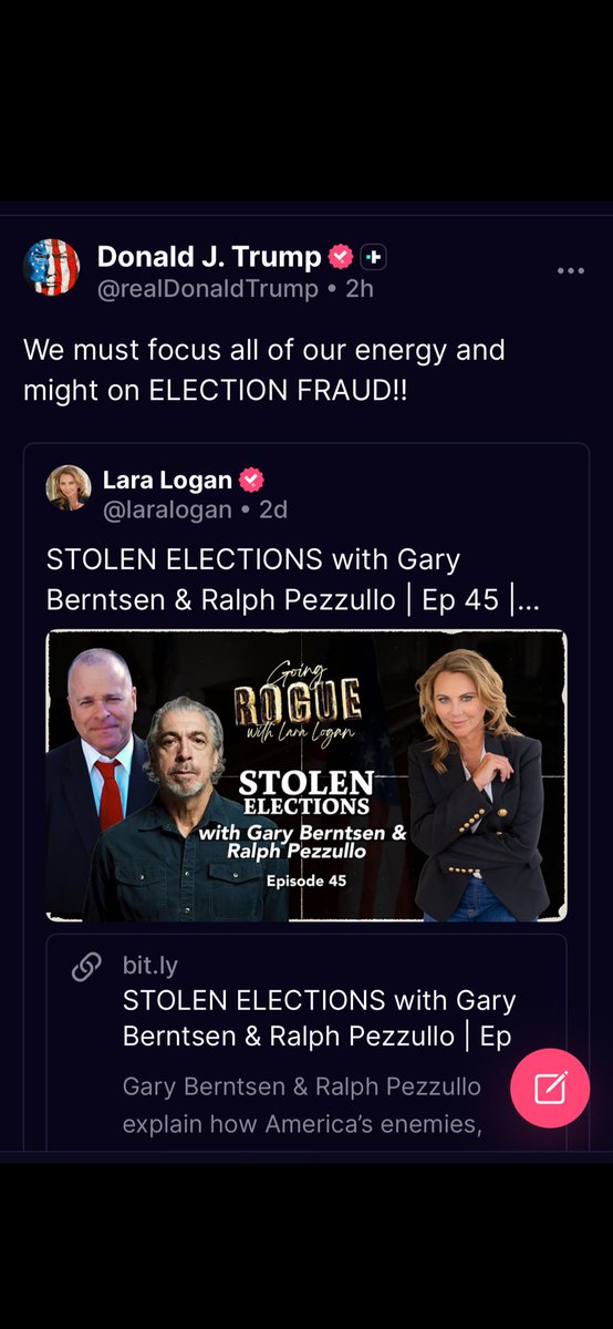 EmeraldRobinson's tweet image. The story of how the 2024 election was saved is now breaking on multiple fronts.

Gary Berntsen did a show with @laralogan.

@PatrickByrne went on @infowars.

And look what @realDonaldTrump is telling you now.

Do you still doubt my sources?