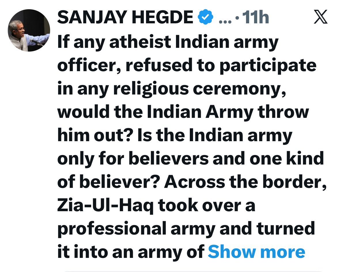 SoldierNationF1's tweet image. The Indian Army is one of the strongest symbols of secularism in India, built on the principle that duty to the nation stands above all religious, regional, or cultural identities. Soldiers from every faith, community, and background serve together, bound by a shared ethos of…