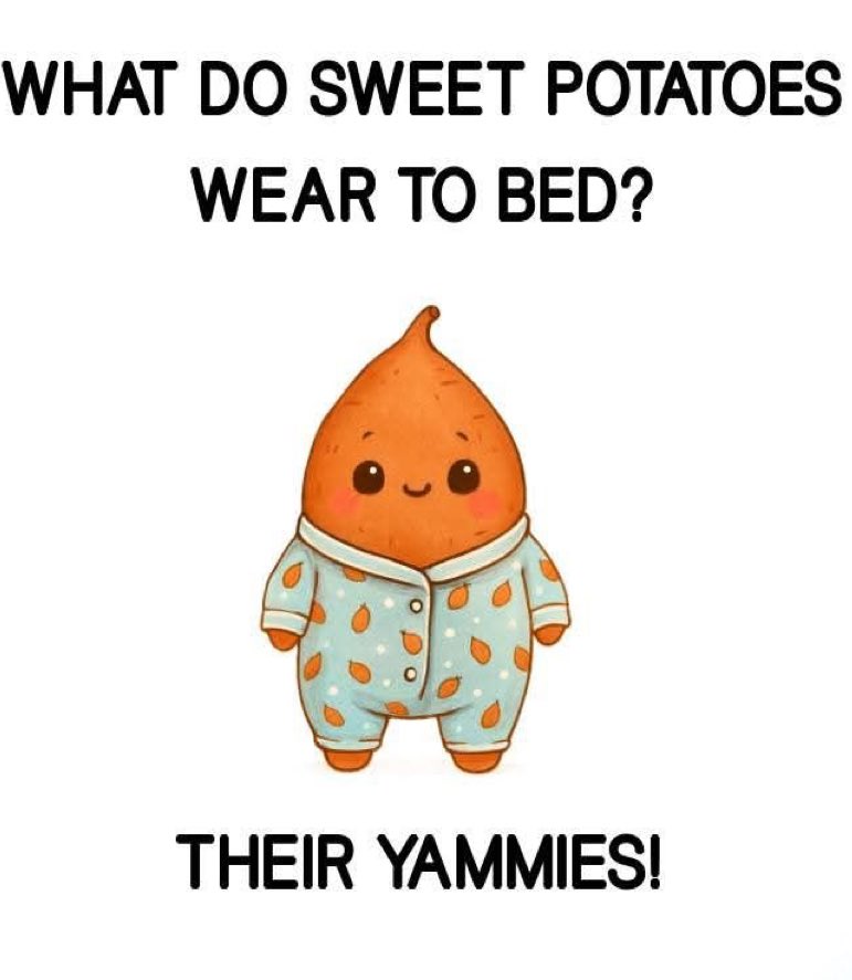 Hey Rob! <a href="/sf28430/">SharkFarmer</a> 
In honor of it being Thanksgiving Eve eve I found you a funny!
What do sweet potatoes wear to bed?

#jokesforsharkfarmer