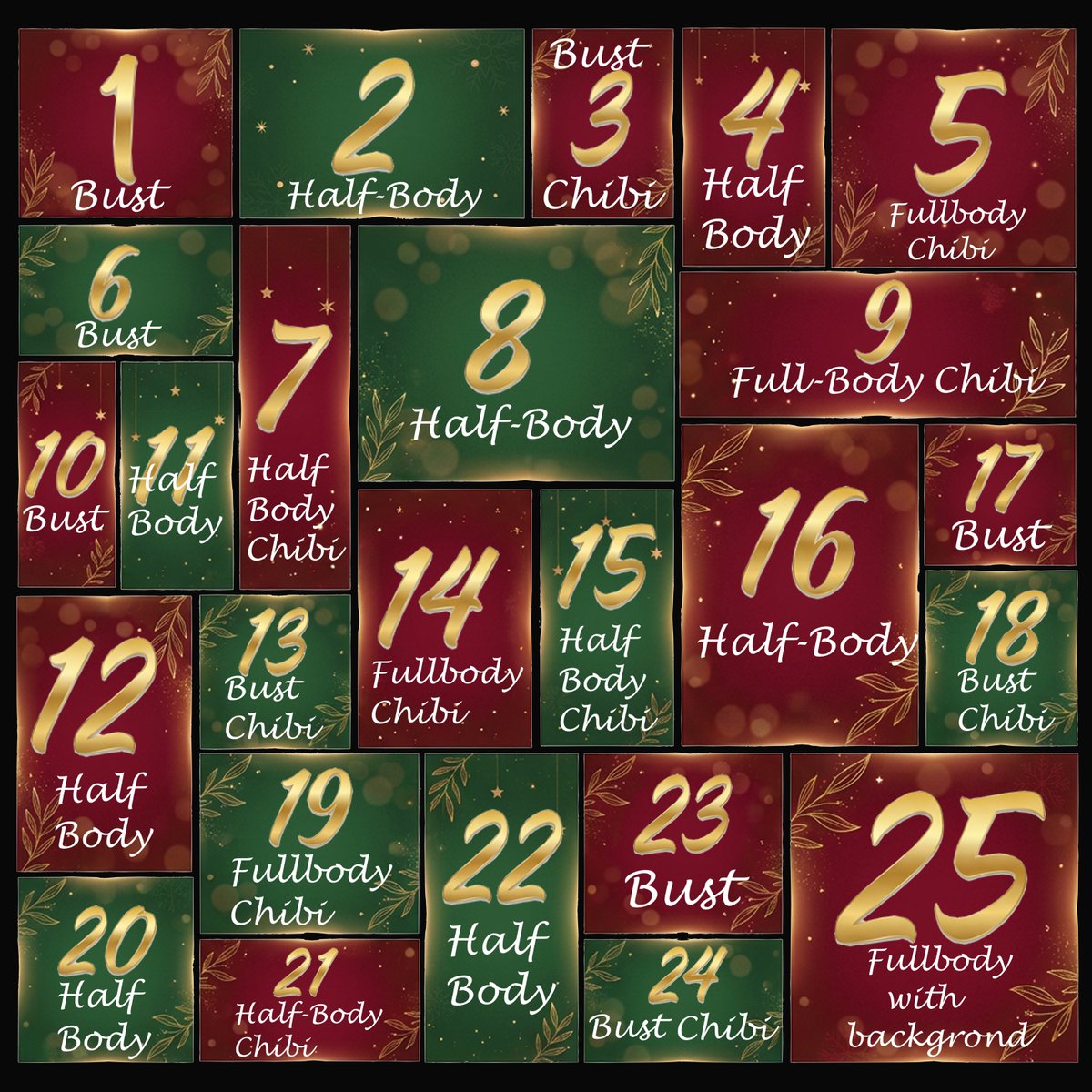 🎄✨ A Christmas Art Calendar with daily illustrations!

Every day in December, you receive a new solo artwork, full of festive charm and made with love.

You choose the character, and I deliver a unique drawing like a little holiday gift just for you. 🎁💗✨

Only $150 usd