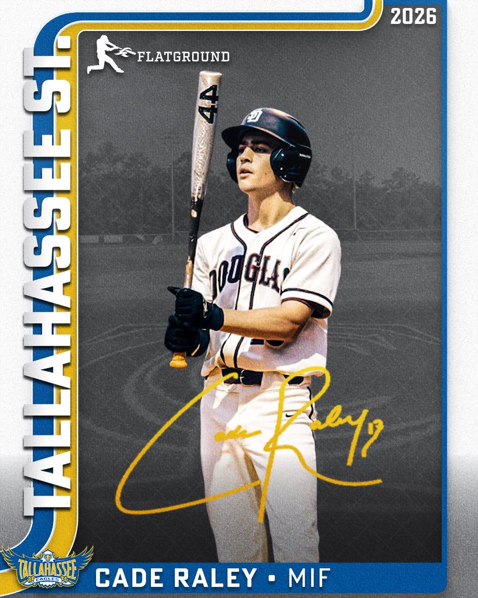 JRudd_Scout's tweet image. ✅ #COMMITTED ✅

Congrats to @FlatgroundBats LHH MIF @cade_raley13 on his commitment to @TallyState &amp;amp; @TSCeagles. The 2026 has been a staple in the lineup for the country&apos;s top-ranked @SDEagleBaseball. Cade will most certainly be a big-time JUCO recruit. @jakerobbins49