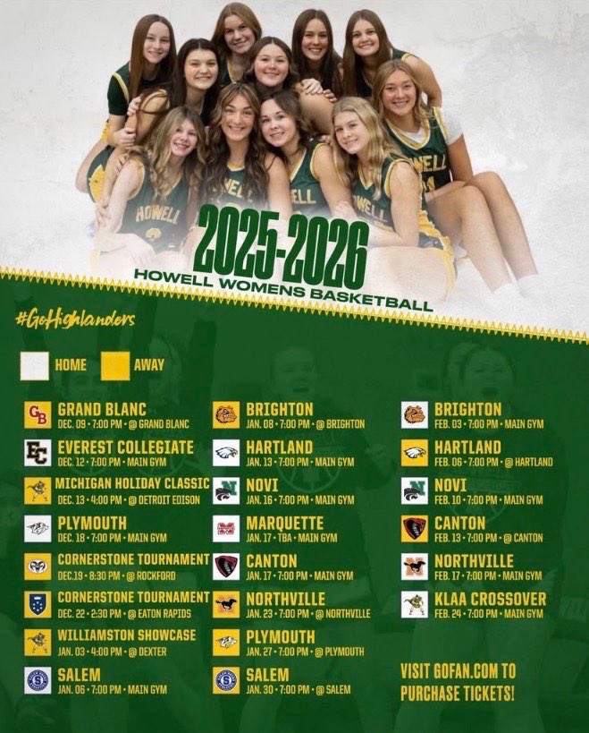 HowellHoops's tweet image. Locked in for the 2025–2026 season. New goals, new energy, same Highlander pride! 💚💛🏀