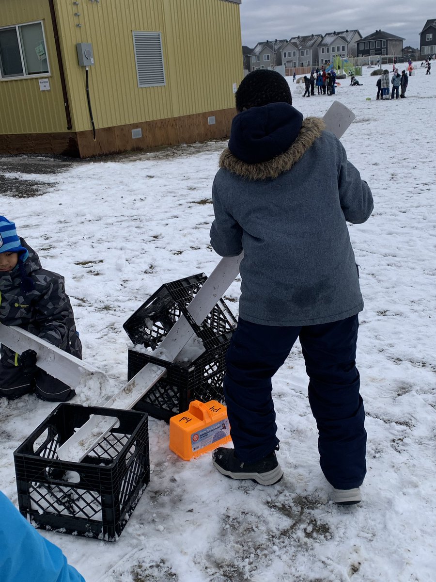 Building using the milk crates, ramps and snow gives our Bears new opportunities every day! They don’t realize that they are solving problems, measuring, creating and collaborating. They think they are playing! They are &amp; isn’t that beautiful! Play is essential! <a href="/HannahBeachEDU/">Hannah Beach</a>