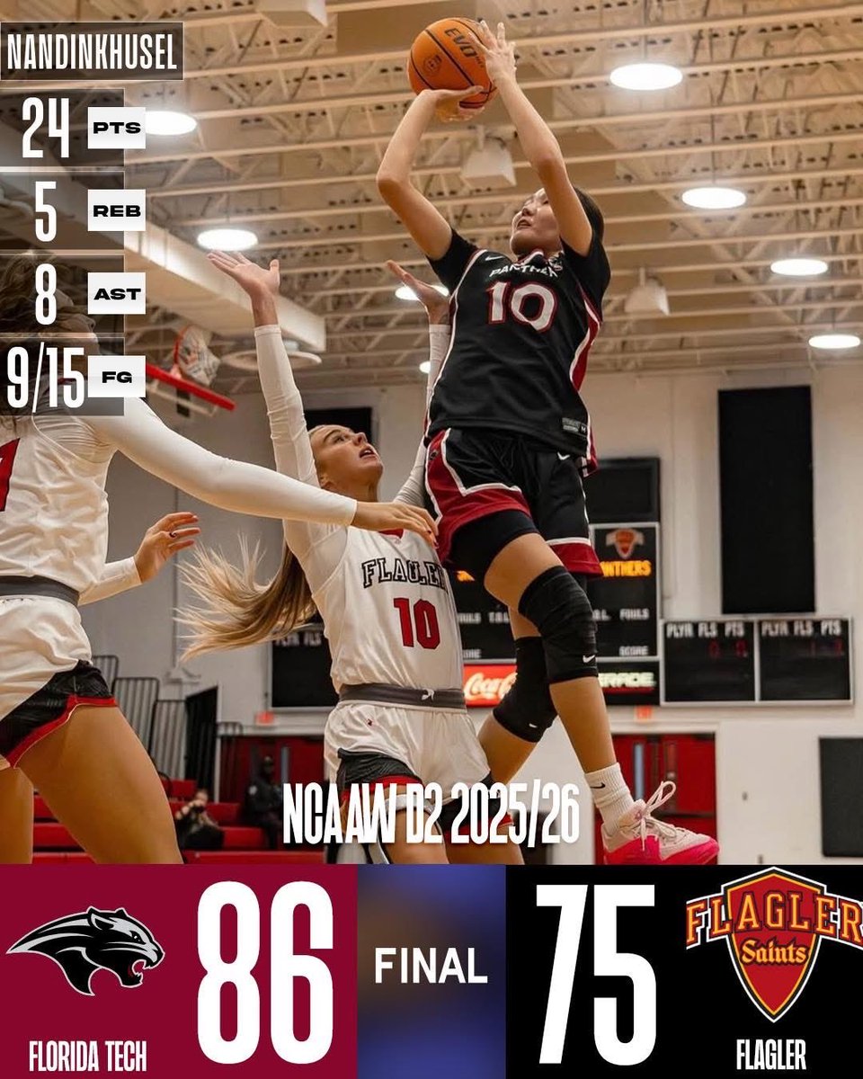 Нандинхүсэл NCAAW D2-ын улирлын 4 дахь тоглолтдоо 24 оноо, 5 самбар, 8 ассист, 2 таслалт, 2 хаалт, 9/15 довтолгоо гэсэн стат үзүүлж оноо авалтаар бүх тоглогчдыг тэргүүлж Florida Tech улирлын 2 дахь хожлоо авлаа.🔥🇲🇳