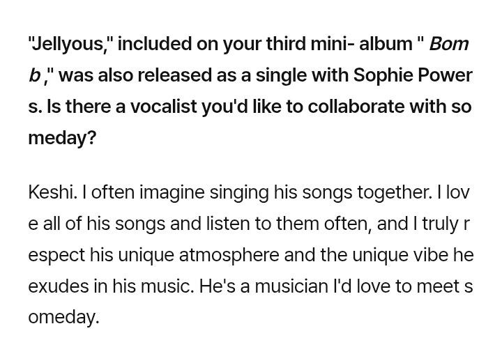 illieseom's tweet photo. MINJU said she wanted to collaborate with KESHI! 🥹

🐰: I love all of his songs and listen to them often and I truly respect his unique atmosphere and the unique vibe in his music. I’d love to meet him someday. https://t.co/n6lswW7oZx