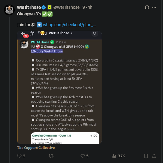 For $1 you can follow all 40+ of <a href="/WeHitThose__9/">WeHitThose</a> daily picks and go broke.