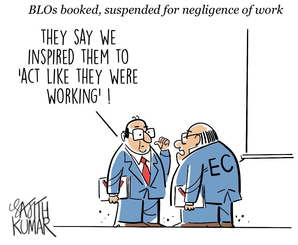 sajithkumar's tweet image. #BLO #ElectionCommission cartoon @DeccanHerald