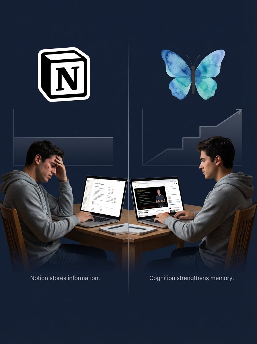 Cognition2025's tweet image. Notion adds cognitive load.
Cognition removes it. 

It’s in our name! Where Notion makes you build and maintain a system, Cognition adapts to you and reinforces what you learn automatically.
#cognition #cognitiveload #studysmart #learning #neuroscience