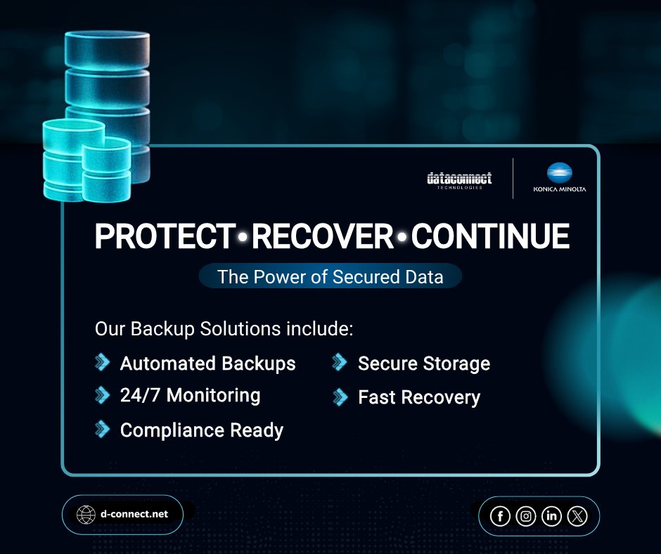 dataconnectt's tweet image. Data is the lifeline of every organization — but without proper backup, it’s always at risk.

We provide automated, secure, and reliable data backup solutions designed to minimize downtime and ensure business continuity.

For more details, just visit d-connect.net