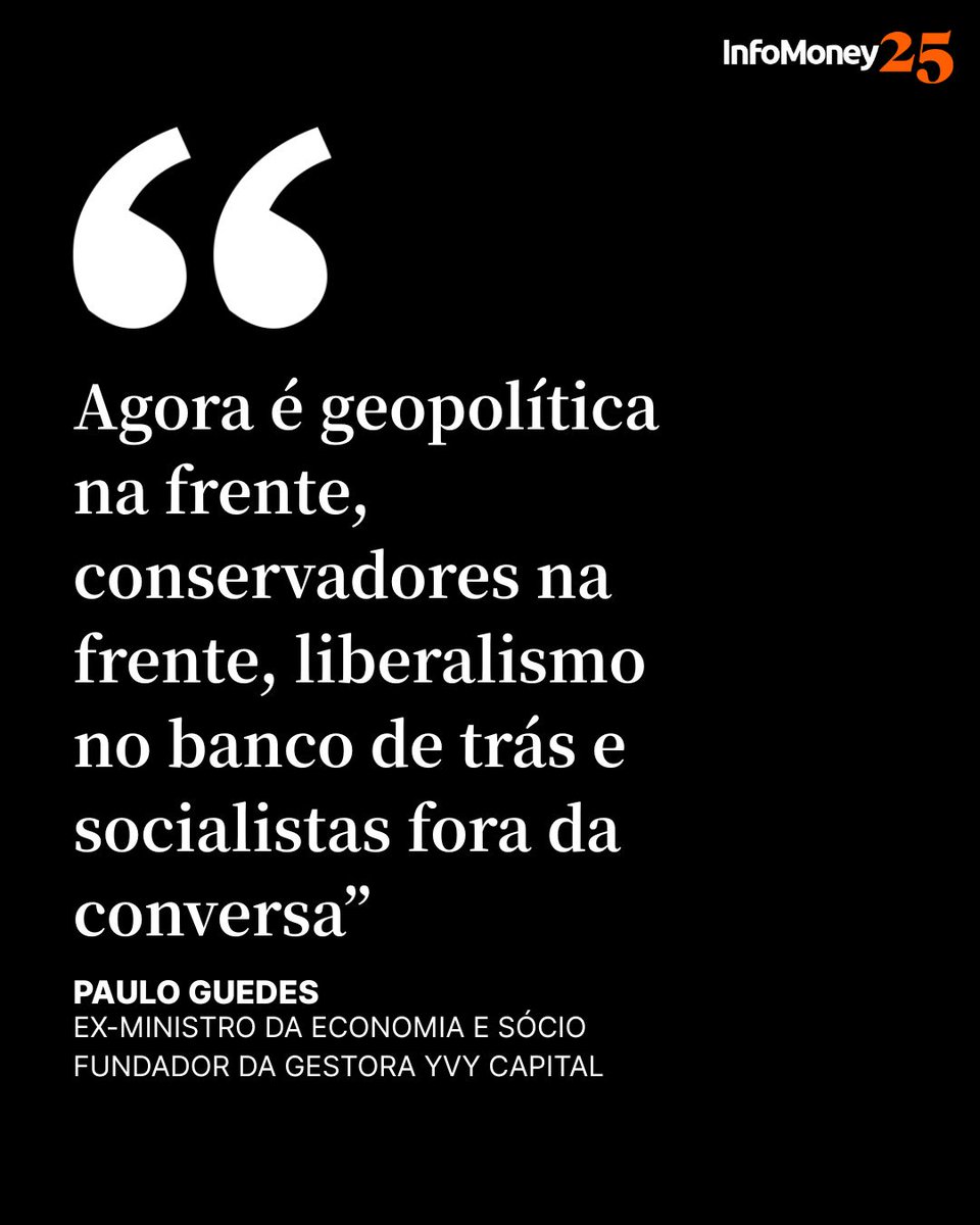 NOVA ORDEM MUNDIAL

O ex-ministro da Economia e sócio fundador da gestora YvY Capital, Paulo Guedes, afirmou nesta terça (25) que o mundo vive um “tsunami de conservadorismo”, marcado pelo que ele descreve como um “colapso da ordem mundial” estabelecida após a Segunda Guerra