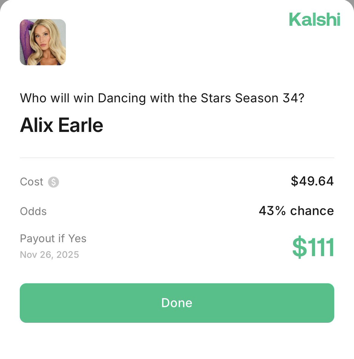austinsprops's tweet photo. Can’t believe I just live bet this shit.

My girl and I are locked in on the DWTS finale, I had to get a peice of the action!

#AlixEarle #Donation https://t.co/C9XEmk3rK5
