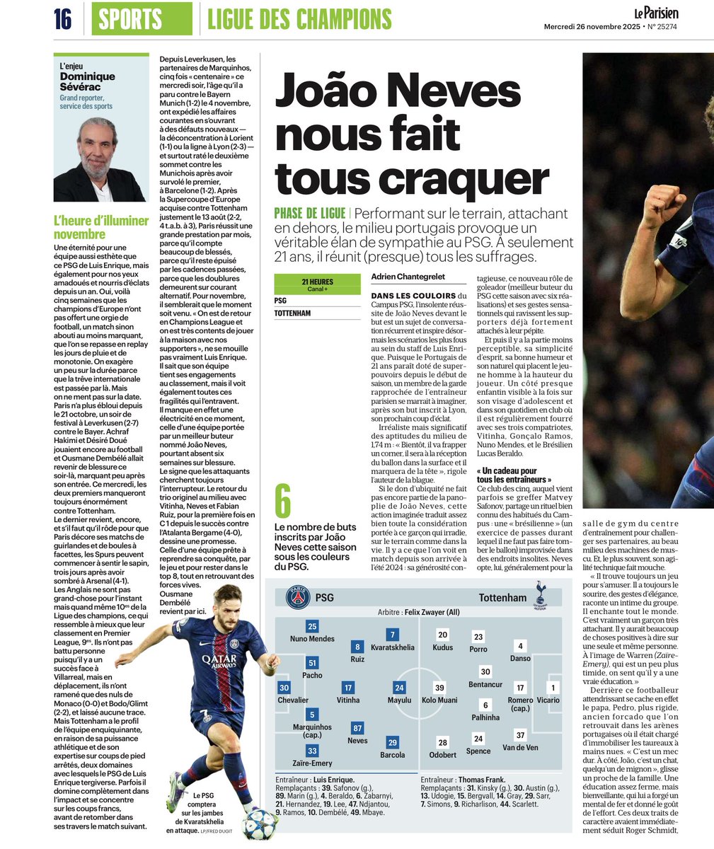 rdppsg's tweet image. 🔴🔵📰 Revue de presse #PSG du parisien, mercredi 26 novembre