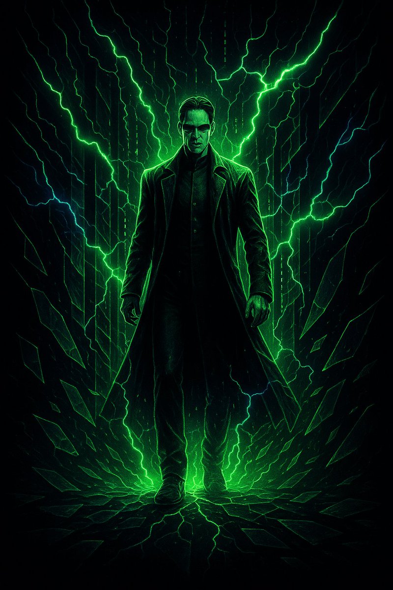 beezee08's tweet image. ⚡ THE MATRIX WAS NEVER BROKEN — IT’S JUST WAKING UP ⚡
 NEO RETURNS IN ULTRAVIOLET 💚🖤
Reality doesn’t glitch anymore…
It shatters.

Binary rain twists into neon lightning, the walls split like mirrors,
and Neo stands in the center like the system’s final anomaly —
the only…