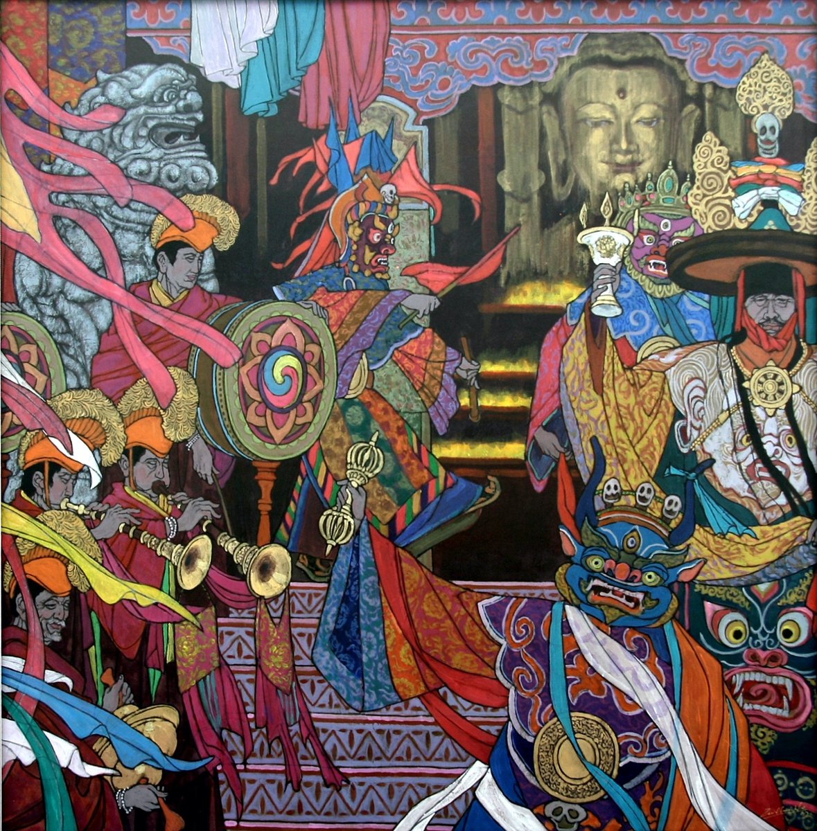 AddictedGallery's tweet image. 心如工畫師，畫種種五陰 | &quot;The mind is like a skilled painter, creating all kinds of worlds.” ~ Avataṃsaka Sūtra
Get Your Art Fix!
&quot;All Honor To Buddha&quot; by Zu Ming Ho, 2007 bit.ly/2utqFvz
#contemporaryart #YunnanSchoolOfArt #sprituality #philosophy #buddhism #artgallery