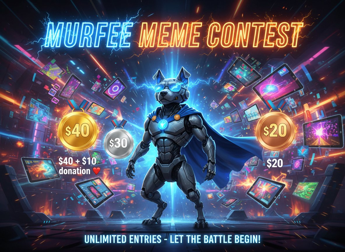 MurfeeMRFE's tweet image. 🔥 MURFEE MEME CONTEST IS LIVE! 🔥
Show us your creativity, your humor, and your wildest MURFEE-style memes! 🛡️⚔️
💰 PRIZE POOL:

🥇 1st Place: $40 + $10 Charity Donation

🥈 2nd Place: $30

🥉 3rd Place: $20
🎯 HOW TO ENTER:

1️⃣ Like &amp;amp; RT this post

2️⃣ Tag 3 friends in the…