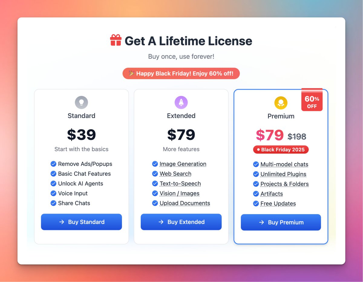 La licence premium est à son prix le plus bas.
Tous mes produits sont à plus de 50 % de réduction ce Black Friday !